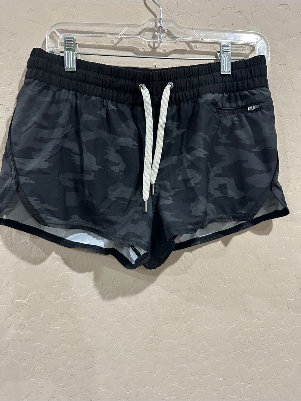 Vuori Black Camo Athletic Shorts with White Drawstring